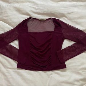 Dark burgundy mesh long sleeve
